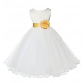 Ivory/Canary Tulle Rattail Edge Flower Girl Dress Pageant Recital 829S