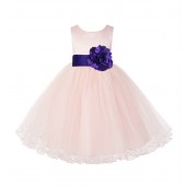 Blush Pink / Cadbury Tulle Rattail Edge Flower Girl Dress Pageant Recital 829S