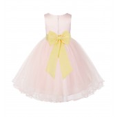 Blush PInk / Canary Tulle Rattail Edge Flower Girl Dress Wedding Bridesmaid 829T