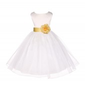 Ivory/Canary Satin Bodice Organza Skirt Flower Girl Dress 841T