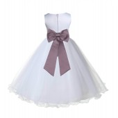 White / Dusk Tulle Rattail Edge Flower Girl Dress Wedding Bridesmaid 829T