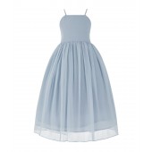 Dusty Blue Criss Cross Chiffon Flower Girl Dress Summer Dresses 191