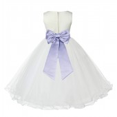 Ivory / Dusty Lavender Tulle Rattail Edge Flower Girl Dress Pageant Recital 829T