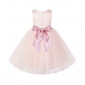 Blush Pink / Dusty rose Tulle Rattail Edge Flower Girl Dress Pageant Recital 829S