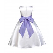 White/Lilac A-Line Satin Flower Girl Dress Wedding Bridal 821S