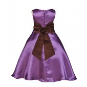 Purple/Brown A-Line Satin Flower Girl Dress Party Recital 821T