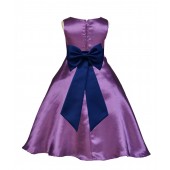 Purple/Navy A-Line Satin Flower Girl Dress Party Recital 821T