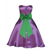 Purple/Lime A-Line Satin Flower Girl Dress Party Recital 821T