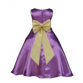 Purple/Canary A-Line Satin Flower Girl Dress Party Recital 821T