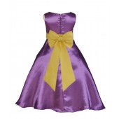 Purple/Sunbeam A-Line Satin Flower Girl Dress Party Recital 821T