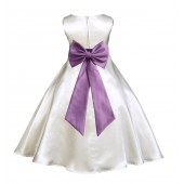 Ivory/Wisteria A-Line Satin Flower Girl Dress Pageant Reception 821T