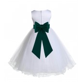 White/Jade Tulle Rattail Edge Flower Girl Dress Wedding Bridesmaid 829T
