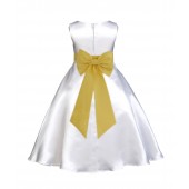 White/Sunbeam A-Line Satin Flower Girl Dress Wedding Bridal 821T