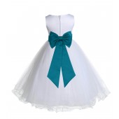 White/Oasis Tulle Rattail Edge Flower Girl Dress Wedding Bridesmaid 829T