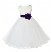 Ivory/Purple Tulle Rattail Edge Flower Girl Dress Pageant Recital 829S