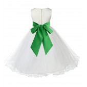 Ivory/Lime Tulle Rattail Edge Flower Girl Dress Pageant Recital 829S