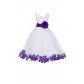 Ivory/Cadbury Tulle Rose Petals Flower Girl Dress Pageant 302S