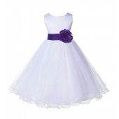White/Cadbury Tulle Rattail Edge Flower Girl Dress Wedding Bridesmaid 829T