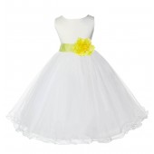 Ivory/Lemon Tulle Rattail Edge Flower Girl Dress Pageant Recital 829T