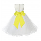 Ivory/Lemon Tulle Rattail Edge Flower Girl Dress Pageant Recital 829S
