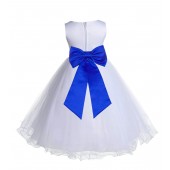 White/Horizon Tulle Rattail Edge Flower Girl Dress Wedding Bridesmaid 829T