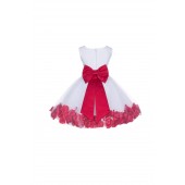 White/Cherry Rose Petals Tulle Flower Girl Dress Wedding 305T