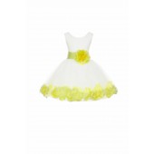 Ivory/Lemon Rose Petals Tulle Flower Girl Dress Pageant 305T