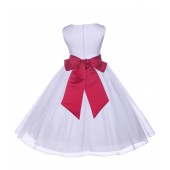 White/Cherry Satin Bodice Organza Skirt Flower Girl Dress 841S