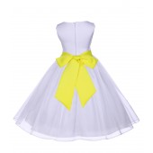 White/Lemon Satin Bodice Organza Skirt Flower Girl Dress 841S