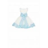 Ivory/Mint Rose Petals Tulle Flower Girl Dress Pageant 305T
