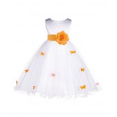 Orange Butterflies Tulle Flower Girl Dress Elegant Pageant 509T
