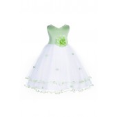 Apple Green Satin Tulle Butterflies Flower Girl Dress Occasions 801S