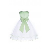 Apple Green Satin Tulle Butterflies Flower Girl Dress Occasions 801T