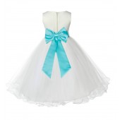 Ivory/Tiffany Tulle Rattail Edge Flower Girl Dress Pageant Recital 829T