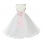 Ivory/Blush Pink Tulle Rattail Edge Flower Girl Dress Pageant Recital 829T