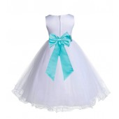 White/Tiffany Tulle Rattail Edge Flower Girl Dress Wedding Bridesmaid 829T