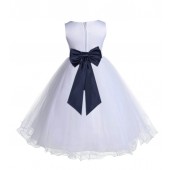 White/Midnight Tulle Rattail Edge Flower Girl Dress Wedding Bridesmaid 829T