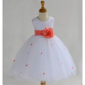 Coral Rosebuds Satin Tulle Flower Girl Dress Special Occasions 815S