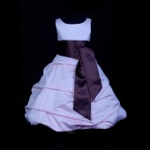 Pink/Brown Satin Pick-Up Bubble Flower Girl Dress Fairy 806S
