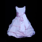 Pink/Pink Satin Pick-Up Bubble Flower Girl Dress Fairy 806S