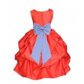 Red/Bluebird Satin Pick-Up Flower Girl Dress Christmas 208T