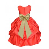 Red/Canary Satin Pick-Up Flower Girl Dress Christmas 208T
