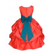 Red/Oasis Satin Pick-Up Flower Girl Dress Christmas 208T