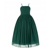 Forest Green Criss Cross Chiffon Flower Girl Dress Summer Dresses 191