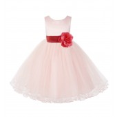 Blush Pink / Guava Tulle Rattail Edge Flower Girl Dress Pageant Recital 829S