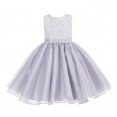 Silver Lace Organza Flower Girl Dress 186