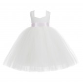 Ivory / Pink Sweetheart Neck Cotton Top Tutu Flower Girl Dress 171