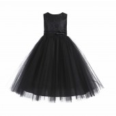 Black Lace Tulle Tutu Flower Girl Dress 188