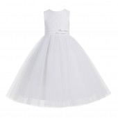 White Lace Tulle Tutu Flower Girl Dress 188