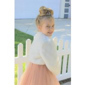 Ivory Faux Fur Flower Girl Cape Jacket Bolero 